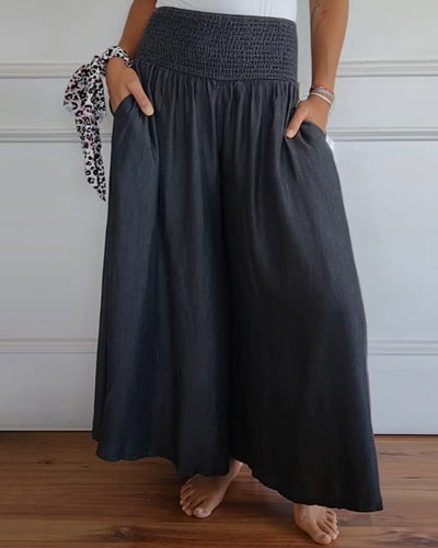 MAYA | Flowy Wide-Leg Pants with Smocked Waist