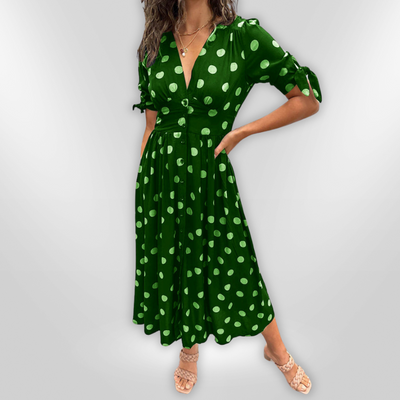 MINA | V-neck dress with dots
