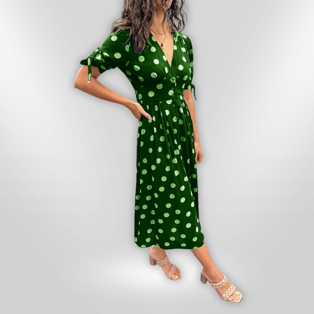 MINA | V-neck dress with dots