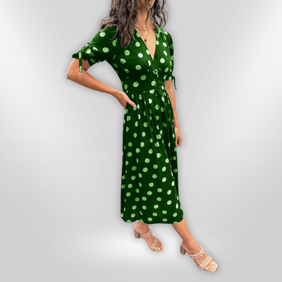 MINA | V-neck dress with dots