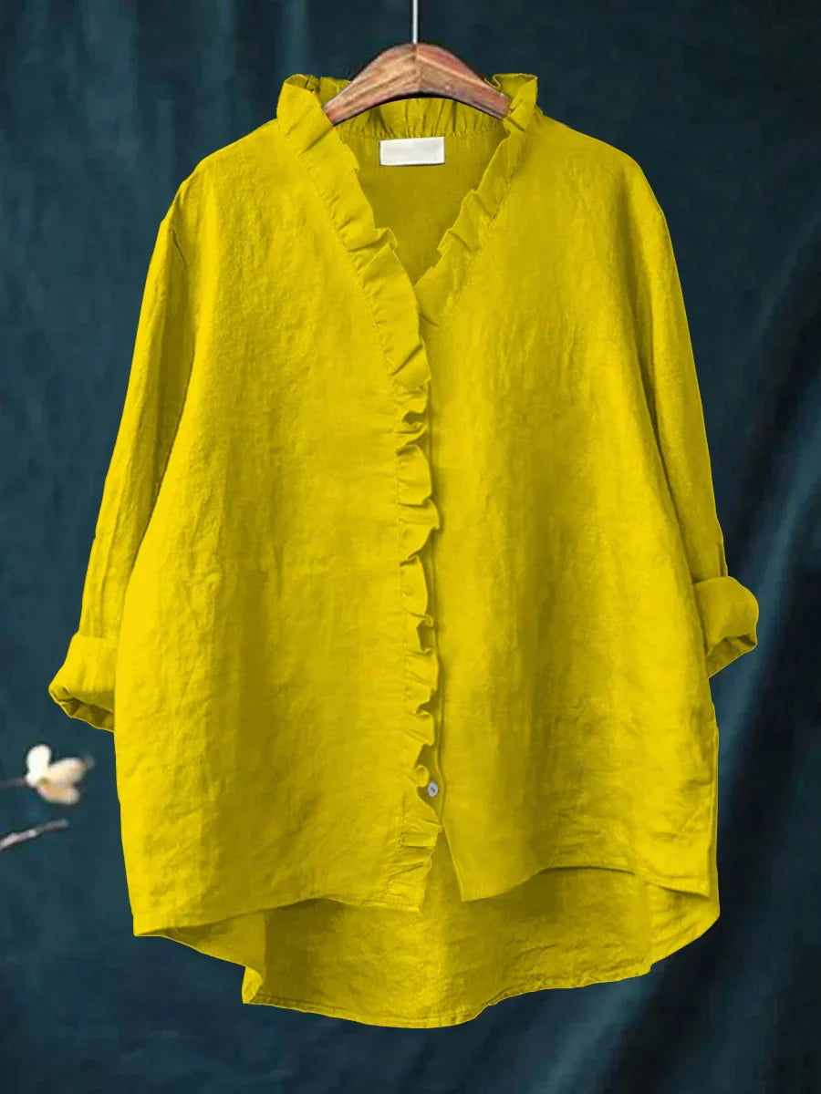 SANELA | Casual Ruffle Shirt in Cotton and Linen