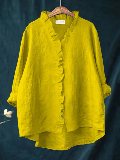 SANELA | Casual Ruffle Shirt in Cotton and Linen