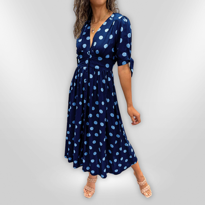 MINA | V-neck dress with dots