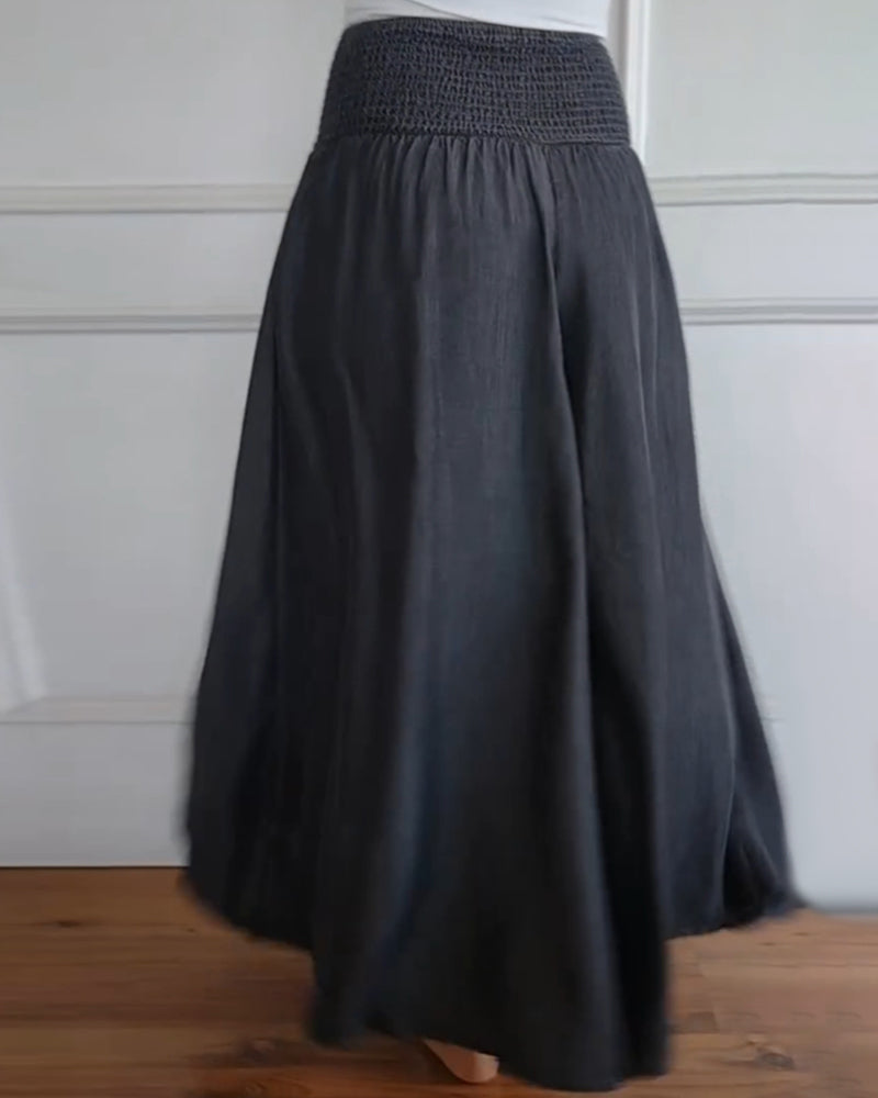 MAYA | Flowy Wide-Leg Pants with Smocked Waist