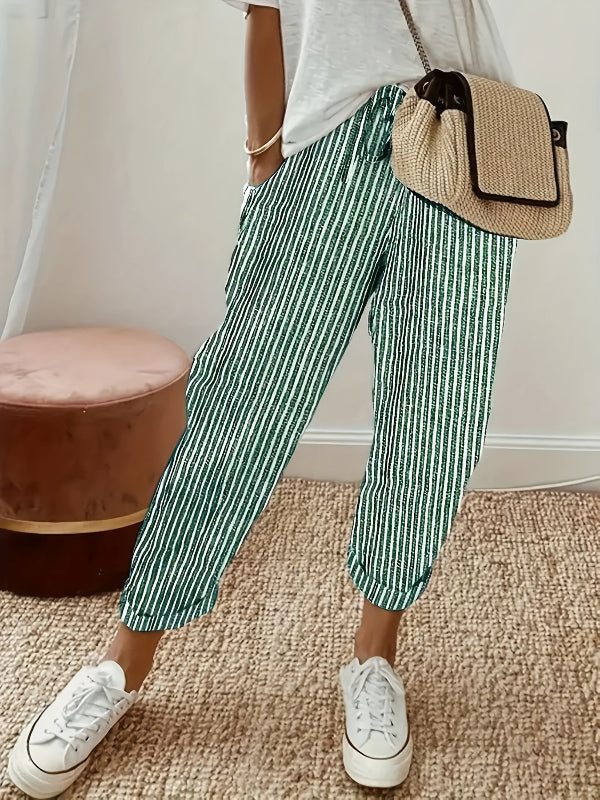 CANDICE | Striped pants with side pocket and drawstring