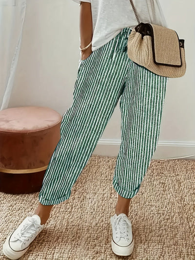 CANDICE | Striped pants with side pocket and drawstring