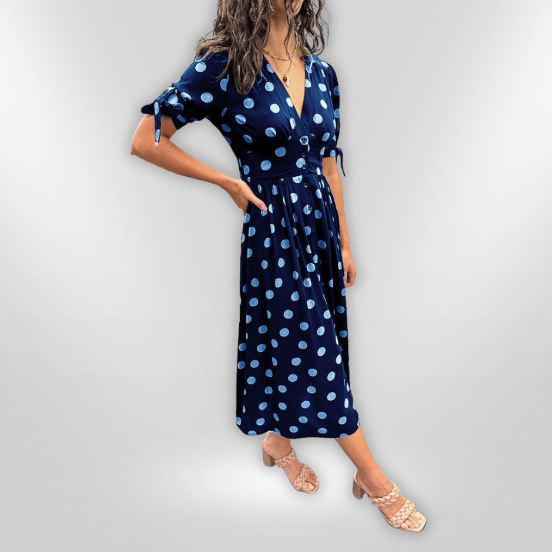 MINA | V-neck dress with dots