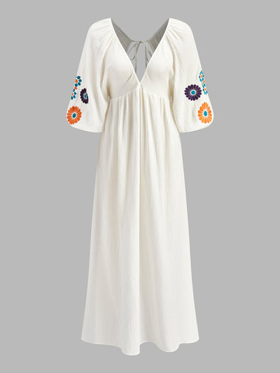 MAELLE | Long Embroidered Dress