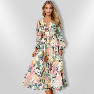 ELVONE | Elegant Floral Midi Dress