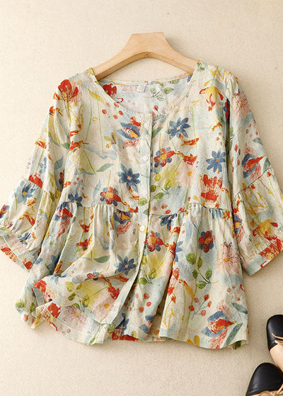 SAOIRSE | Floral Cotton-Linen Blouse