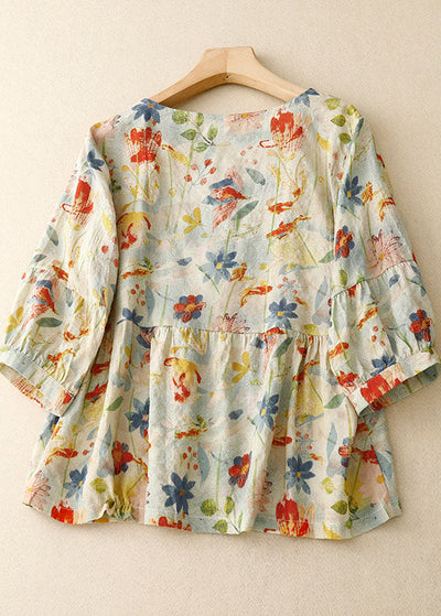 SAOIRSE | Floral Cotton-Linen Blouse