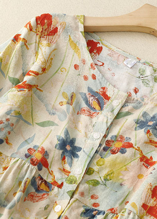 SAOIRSE | Floral Cotton-Linen Blouse