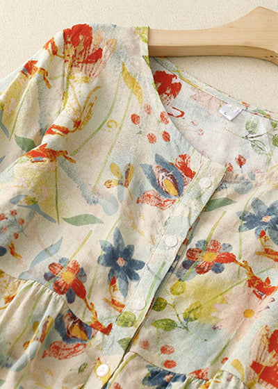 SAOIRSE | Floral Cotton-Linen Blouse