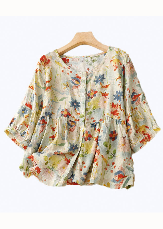SAOIRSE | Floral Cotton-Linen Blouse