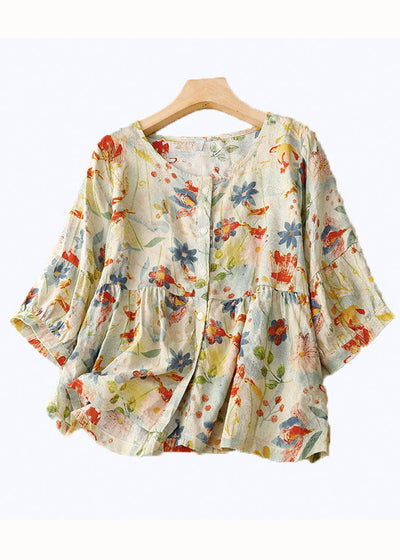 SAOIRSE | Floral Cotton-Linen Blouse