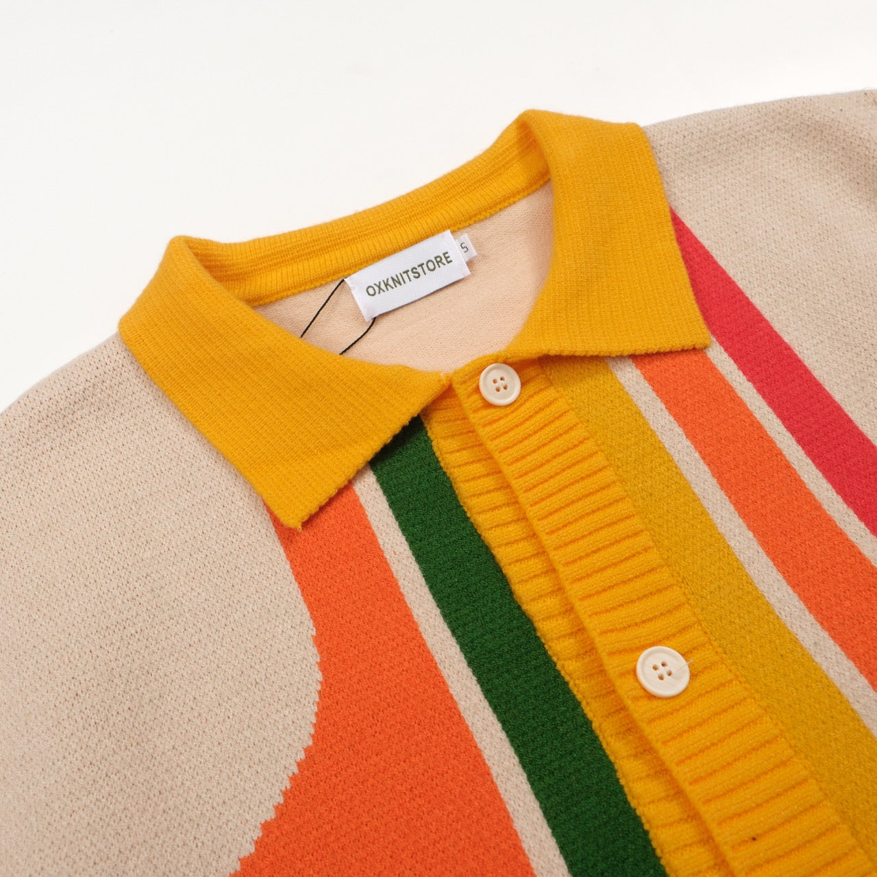 JAMES | Men's Casual 60's Retro Geometric Knitted Short Sleeve Cardigan