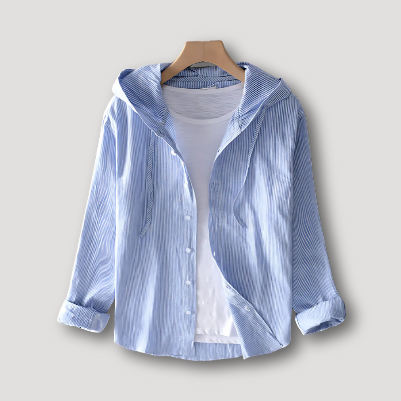 INO | Pinstriped Hooded Casual Long Sleeve Shirt for Men