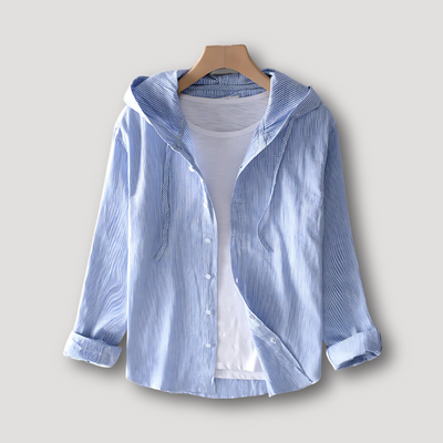 INO | Pinstriped Hooded Casual Long Sleeve Shirt for Men