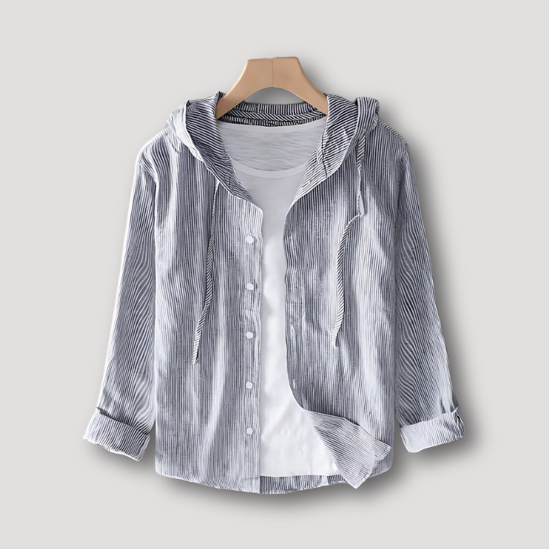 INO | Pinstriped Hooded Casual Long Sleeve Shirt for Men