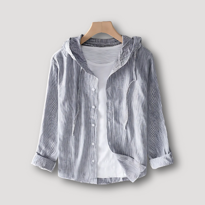 INO | Pinstriped Hooded Casual Long Sleeve Shirt for Men