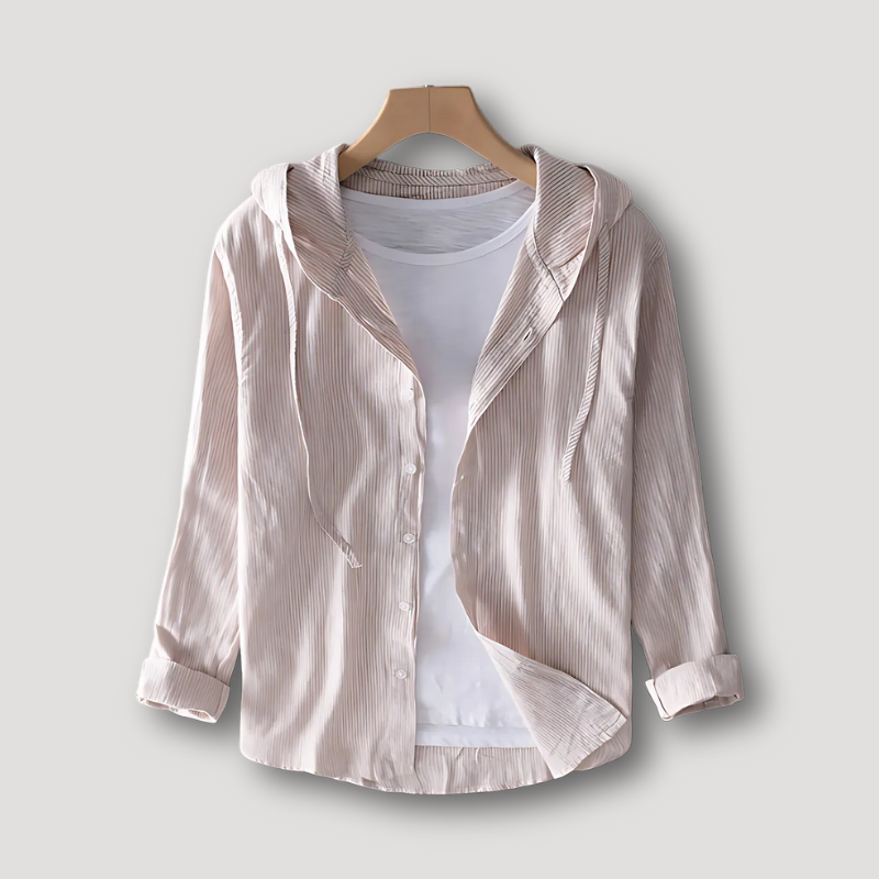 INO | Pinstriped Hooded Casual Long Sleeve Shirt for Men