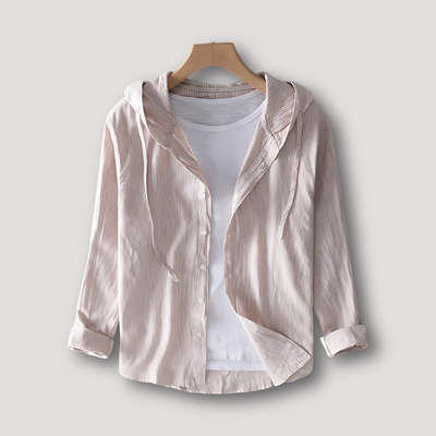 INO | Pinstriped Hooded Casual Long Sleeve Shirt for Men