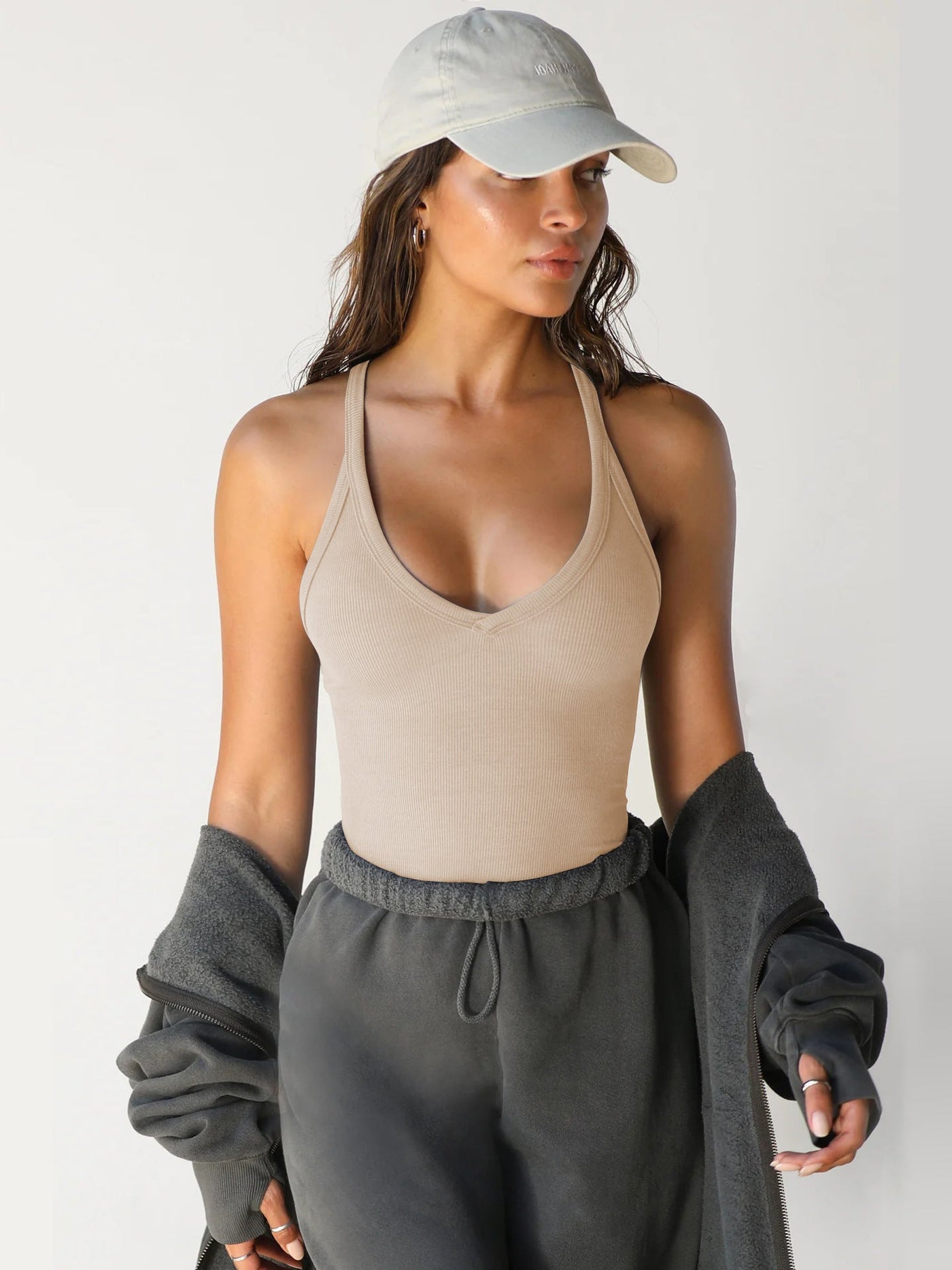 JESSIE | Sexy Casual Halter V-Neck Plain Sleeveless Top