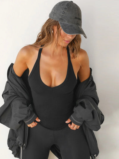 JESSIE | Sexy Casual Halter V-Neck Plain Sleeveless Top