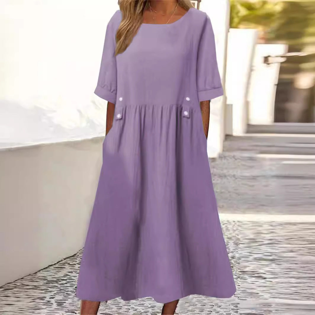AIDA | Button-Accent Midi Dress