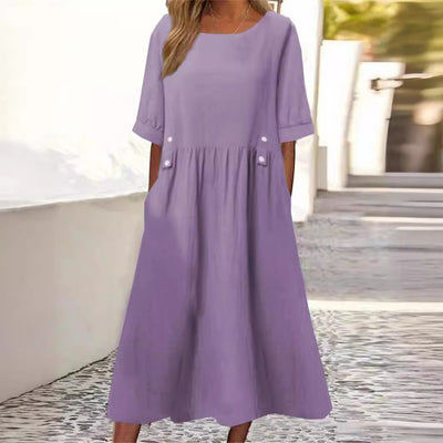 AIDA | Button-Accent Midi Dress