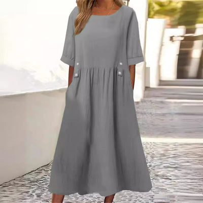AIDA | Button-Accent Midi Dress
