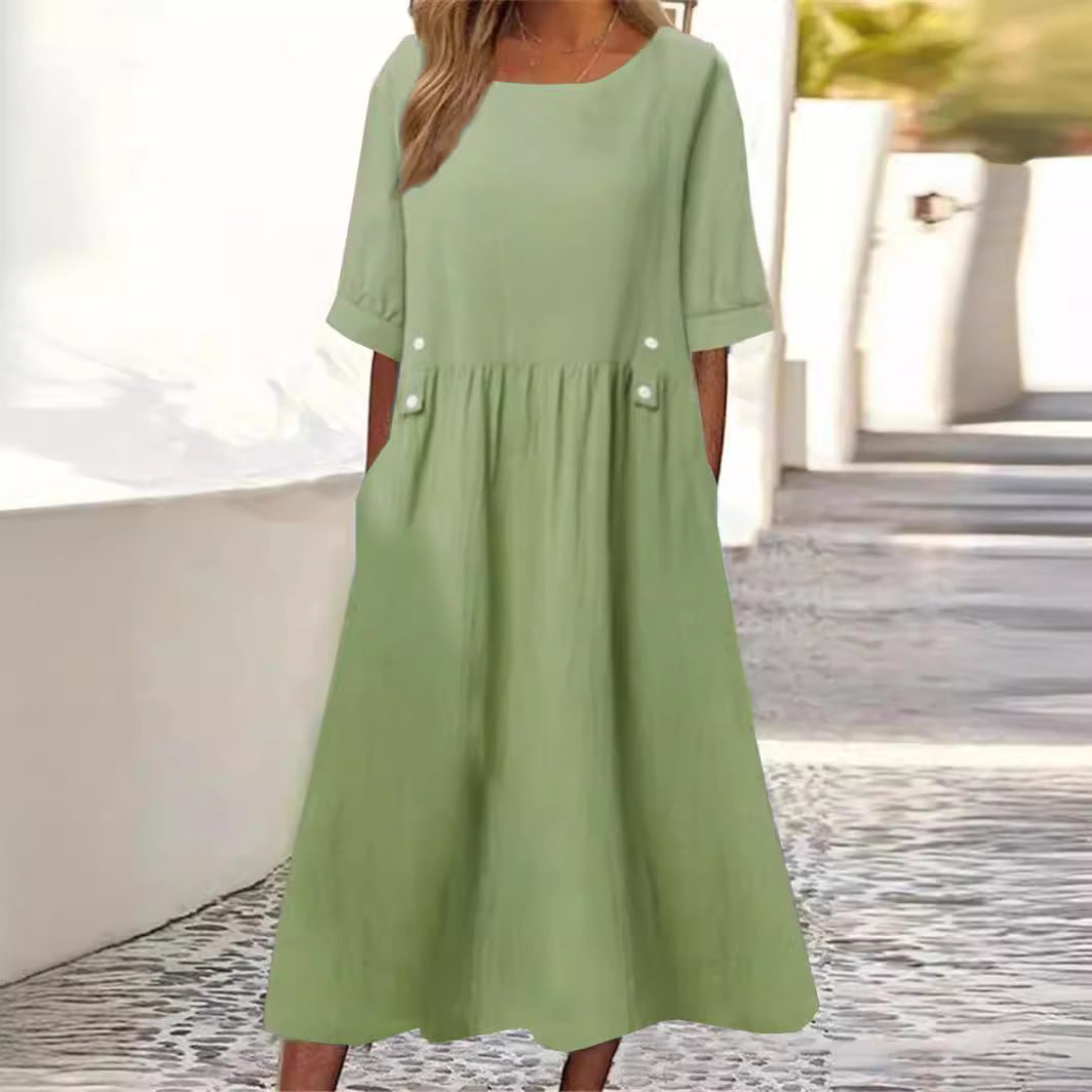 AIDA | Button-Accent Midi Dress