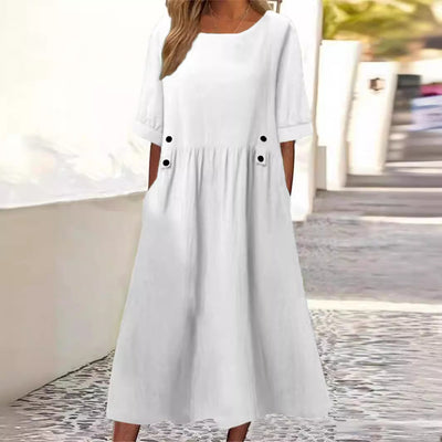 AIDA | Button-Accent Midi Dress
