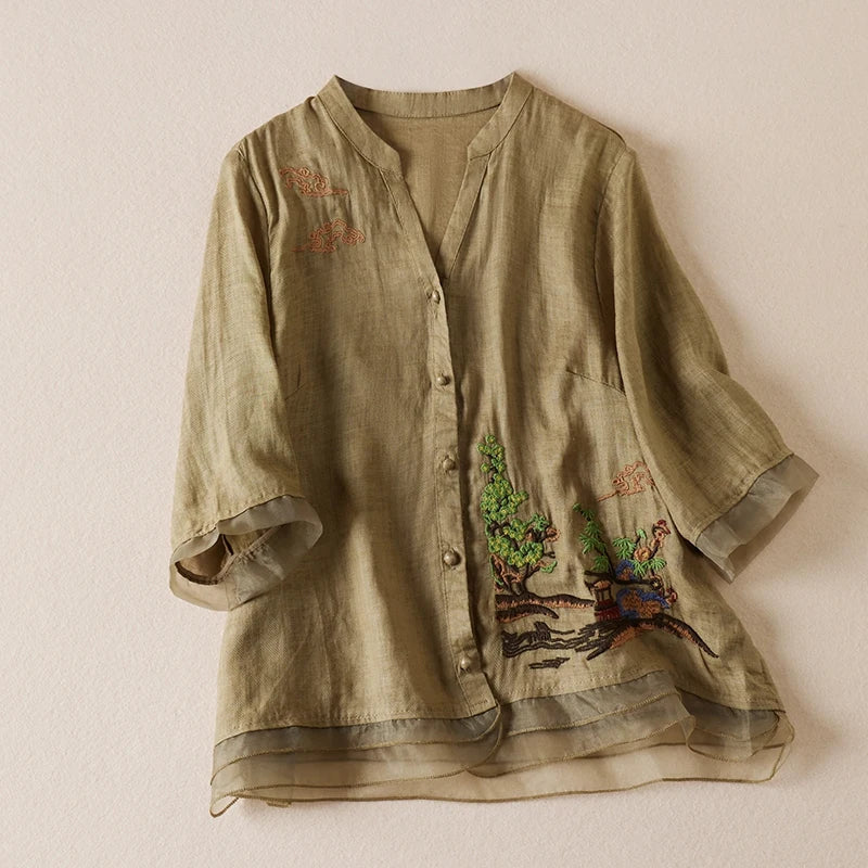 DAVINA | Embroidered Elegance Blouse