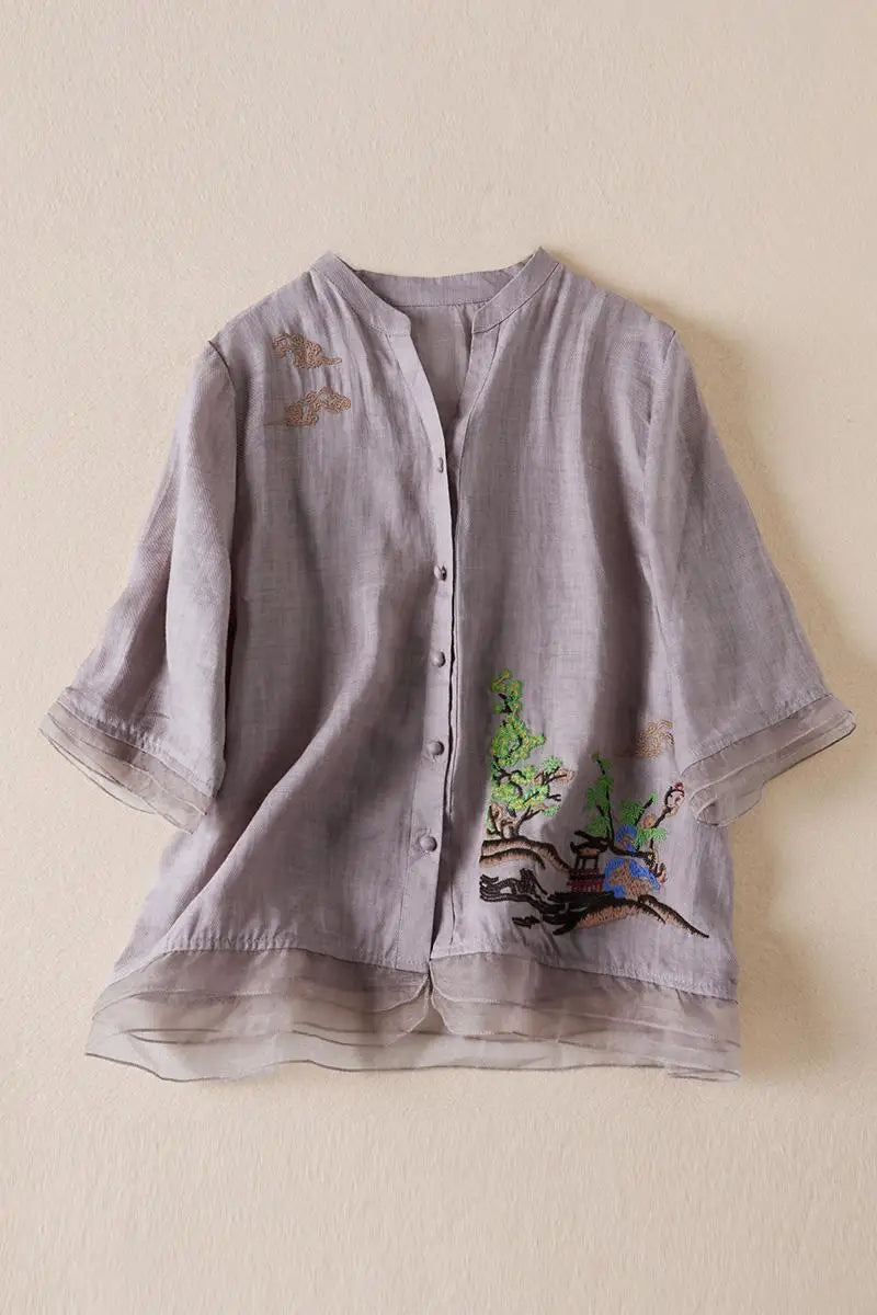 DAVINA | Embroidered Elegance Blouse
