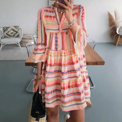 ANIKA | Boho Chic Striped Tunic Dress