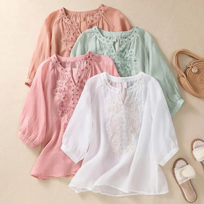 ROSALIE | Embroidered Cotton Floral Blouse