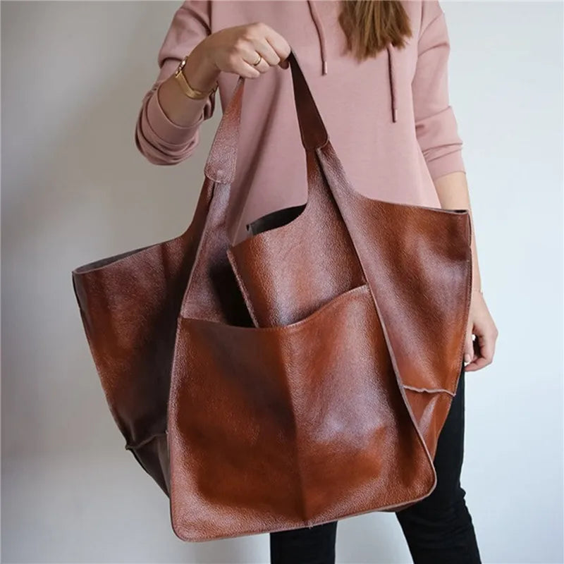 ﻿MILLY | Oversized Leather Tote Bag