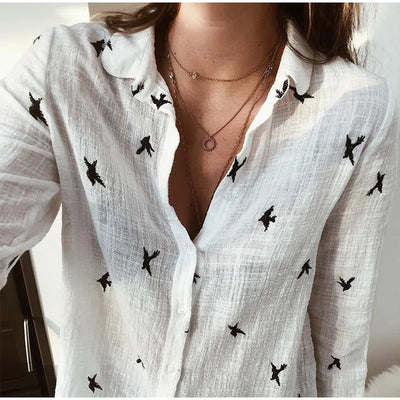 SABRINA | Cotton Long Sleeve Shirt Top