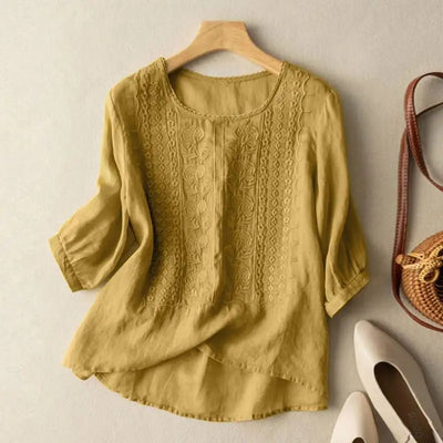 FLORENCE | Embroidered Cotton Boho Blouse (Small Fit)