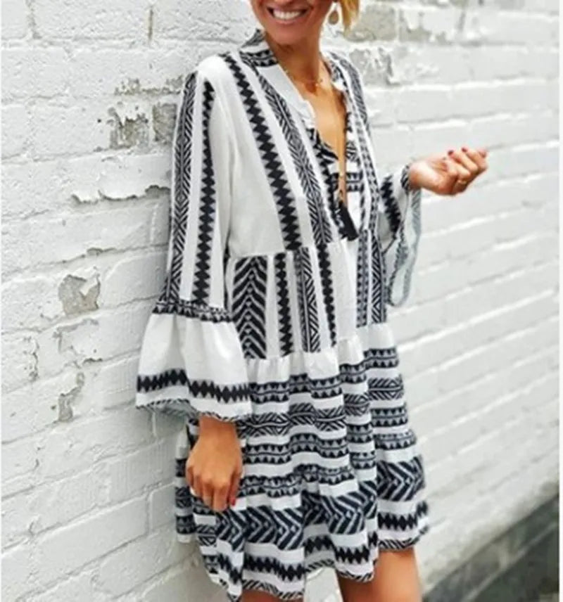 ANIKA | Boho Chic Striped Tunic Dress