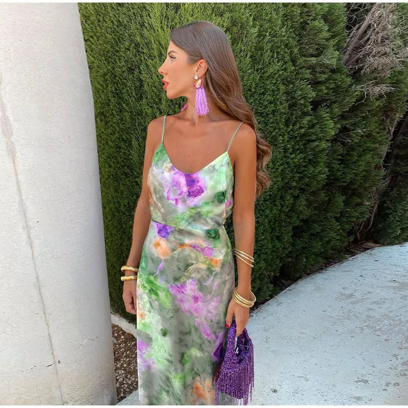 ANISTEN | Women's Halo-Dye Print Bohemian Summer Long Dress