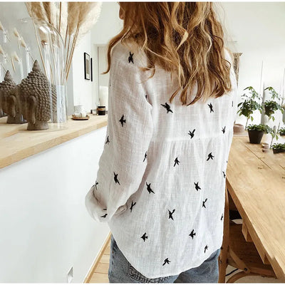 SABRINA | Cotton Long Sleeve Shirt Top
