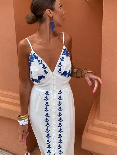 ALESSANDRA | Embroidered Strappy Dress