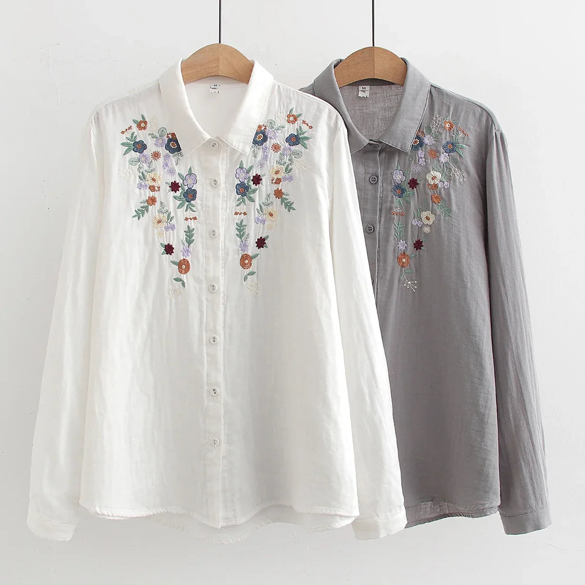 ADINA | Embroidered Floral Button-Up Shirt