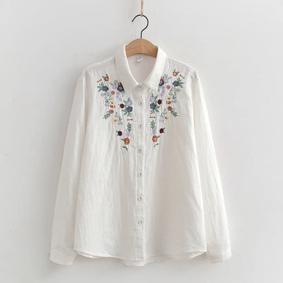 ADINA | Embroidered Floral Button-Up Shirt
