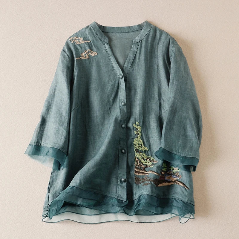 DAVINA | Embroidered Elegance Blouse