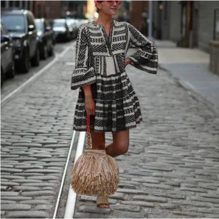 ANIKA | Boho Chic Striped Tunic Dress