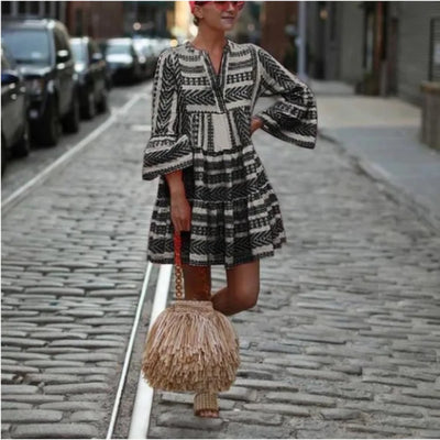 ANIKA | Boho Chic Striped Tunic Dress