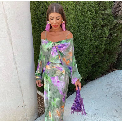 ANISTEN | Women's Halo-Dye Print Bohemian Summer Long Dress